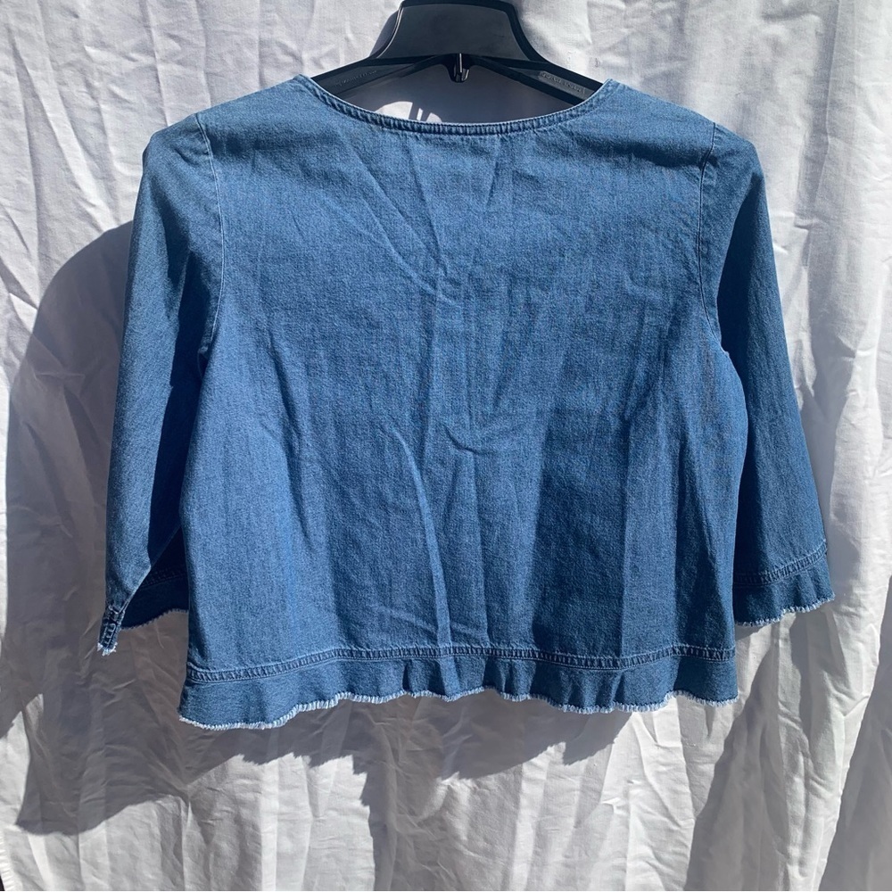 Vintage Excitation Denim Embroidered Appliqué Spring Summer Button Up Sz Medium - Picture 8 of 8